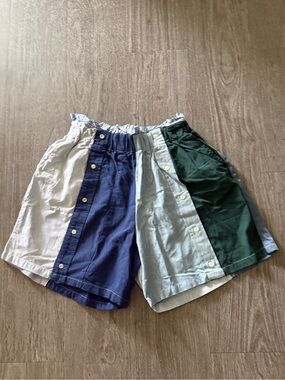 The Morgan Factory Colorblock Button-Front Shorts NWOT